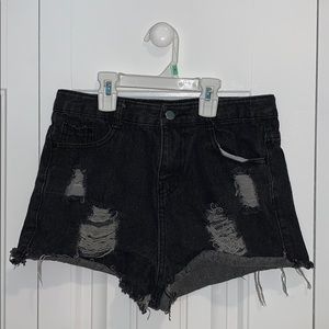 black jean shorts